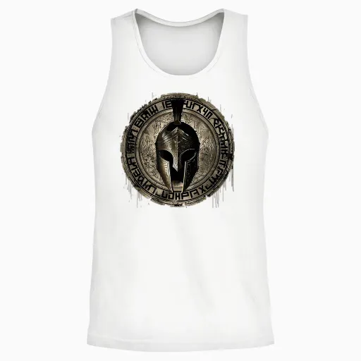 Sparta Leonidas Spartan Helmet Spartan T-Shirt, Black, S Unisex Tank Top - White