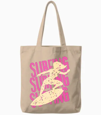 Retro Surfing Streetwear Style Tote Bags - Natural