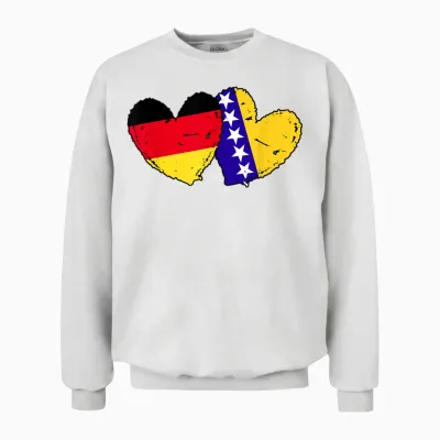 Deutschland Bosnien Herzegowina Herz Flagge Deutsch Bosnisch Unisex Sweatshirt - White