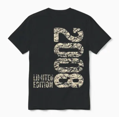 15th Birthday Boy Girl 15 Years 2008 Funny Gift T-Shirt, Black Unisex T-Shirt - Black