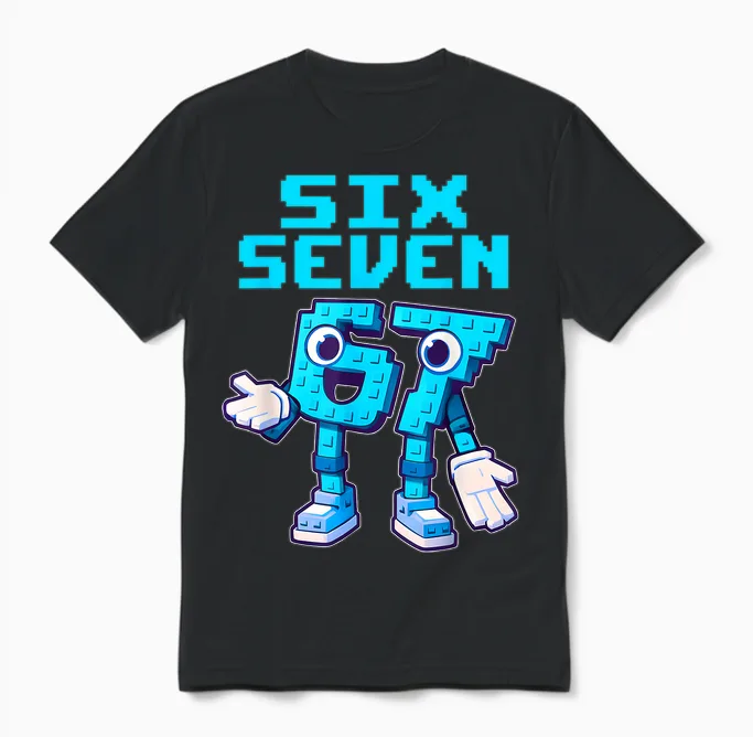 67 Six Seven 6-7 - Funny Italian Brainrot Kids Gaming Meme Unisex T-Shirt in Black