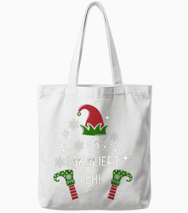 Es Eskaliert Eh! Elfen Familien Partnerlook Weihnachten Tote Bags in White