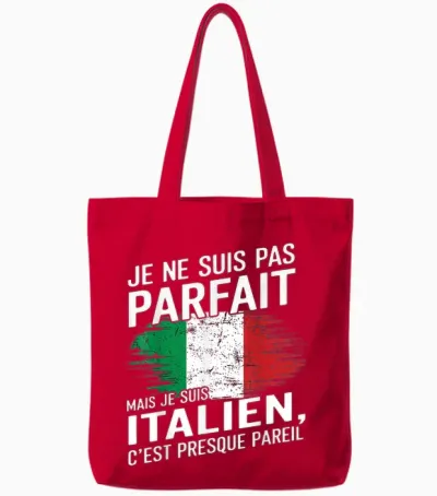 Je Suis Italien Humour Cadeau Original Anniversaire Italie Tote Bags - Red