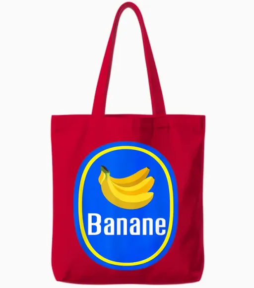 Fancy Dress Banana Carnival Costume T-Shirt, Yellow Tote Bags in Red