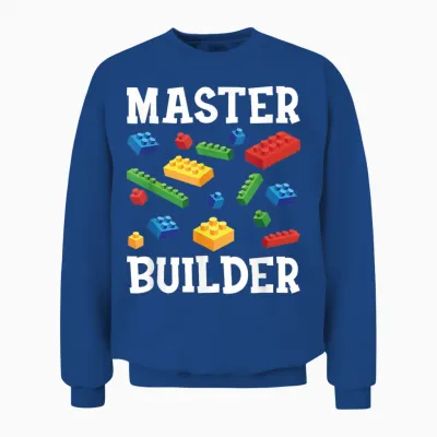Master Builder Kids Block Building Brick Builder Unisex Sweatshirt - Royal