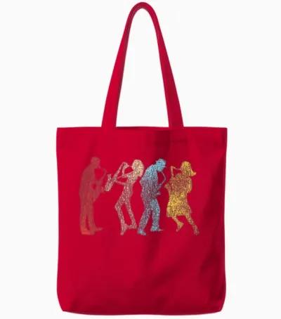 Saxophone Retro Vintage Tote Bags - Red