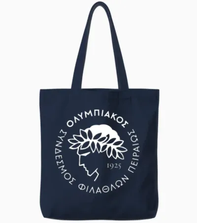 Olympiacos Piraeus Greek Ultras Gate 7 Tote Bags - Navy