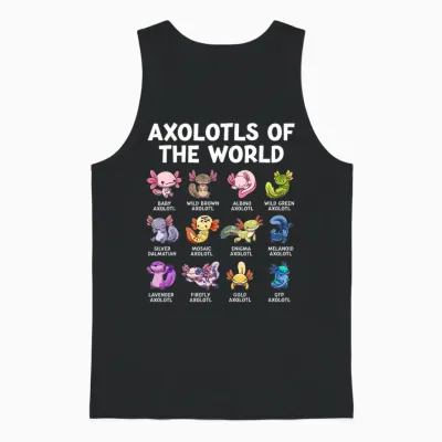 Axolotl Kawaii Axolotls of the World Funny Axolotl Animals Unisex Tank Top - Black