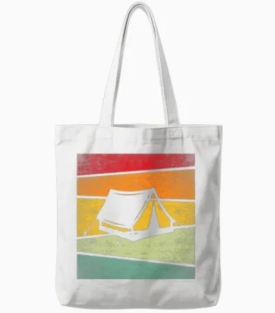 Camping Retro Tote Bags - White
