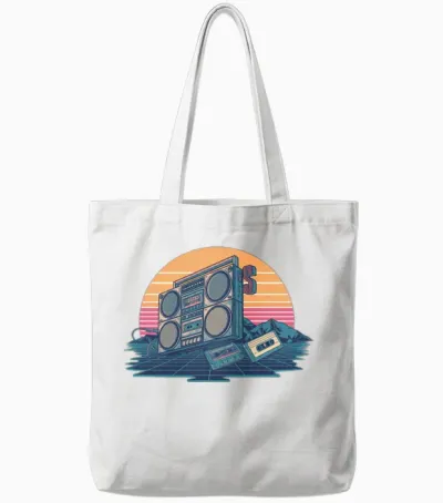 Retro 80s Tote Bags - White