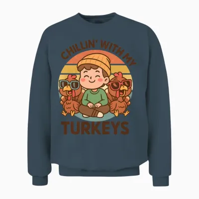 Chillin with My Turkeys Unisex Sweatshirt - Dark Heather