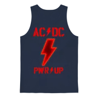 Ac/dc Logo Design with Power Up Tracks Backprint Unisex Tank Top - Navy – 1