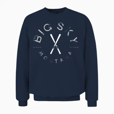 Big Sky Montana Vintage Graphic Ski Birthday Gift Unisex Sweatshirt - Navy