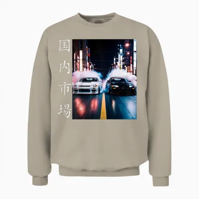 Zwei Jdm Drift Race Cars Japan Domestic Market (backprint) Unisex Sweatshirt - Sand