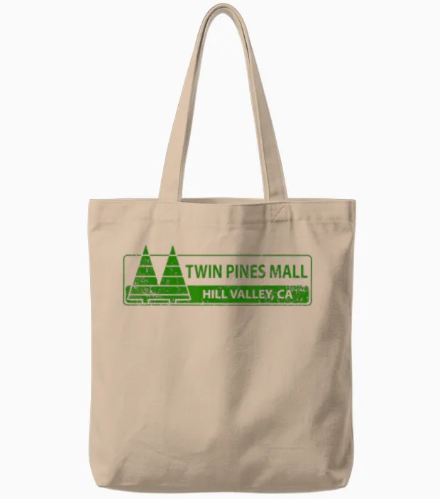 Twin Pines 80er Jahre Future Mall Back Hill Valley Film Fan Lone Tote Bags in Natural