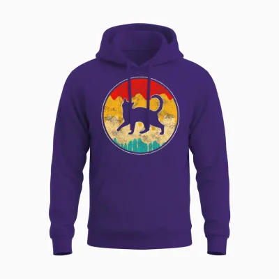 Cat Retro Unisex Hoodie - Purple