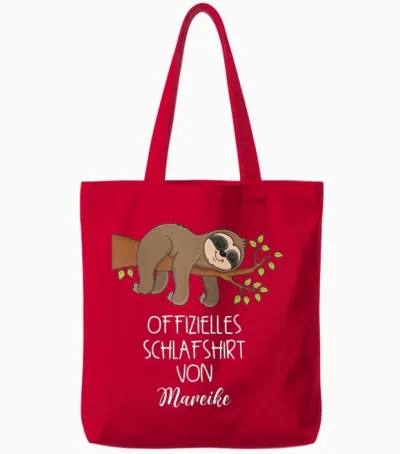 Offizielles Schlafshirt Von Mareike Nachthemd Faultier Tote Bags - Red