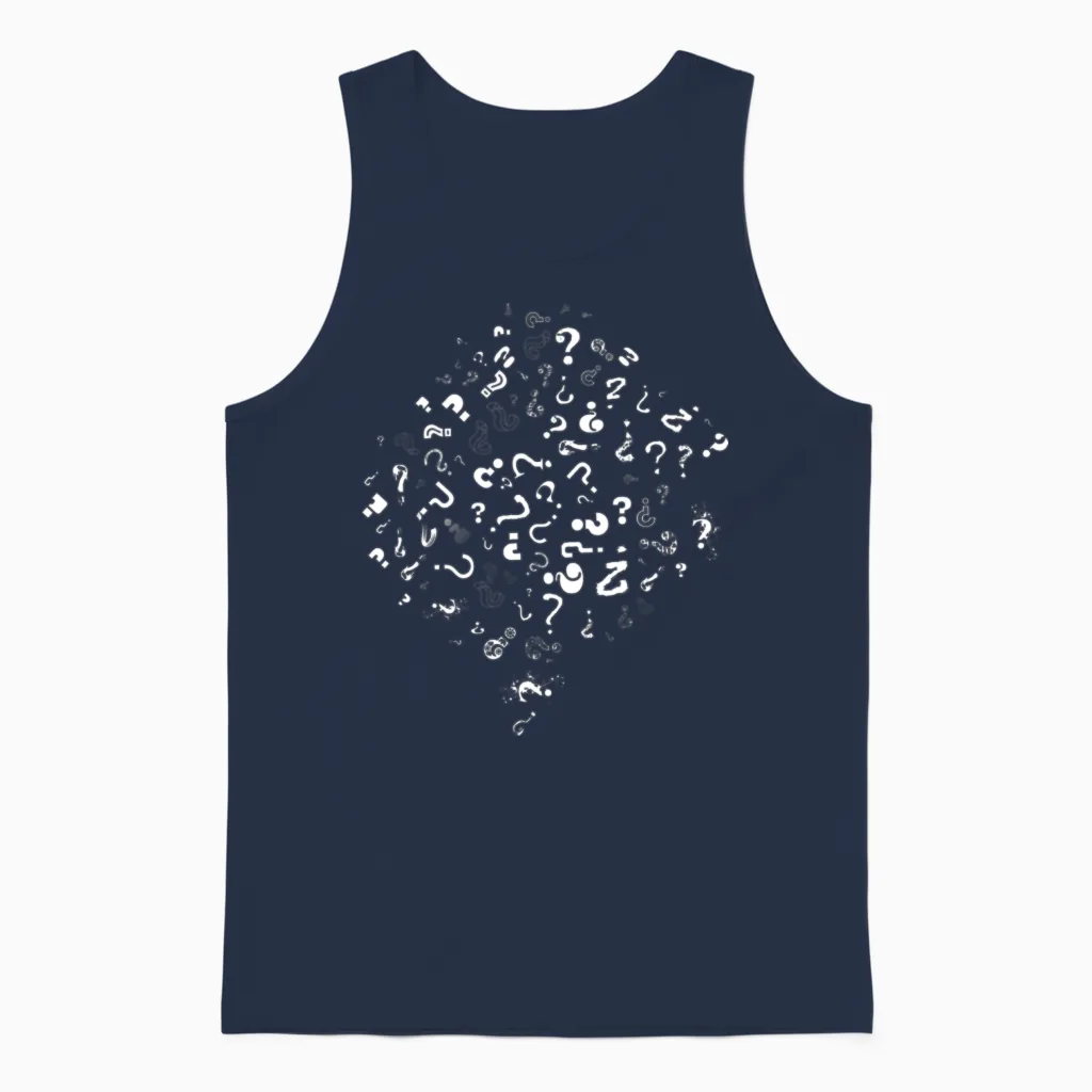 Question Marks Philosophical Questioning Unisex Tank Top - Navy