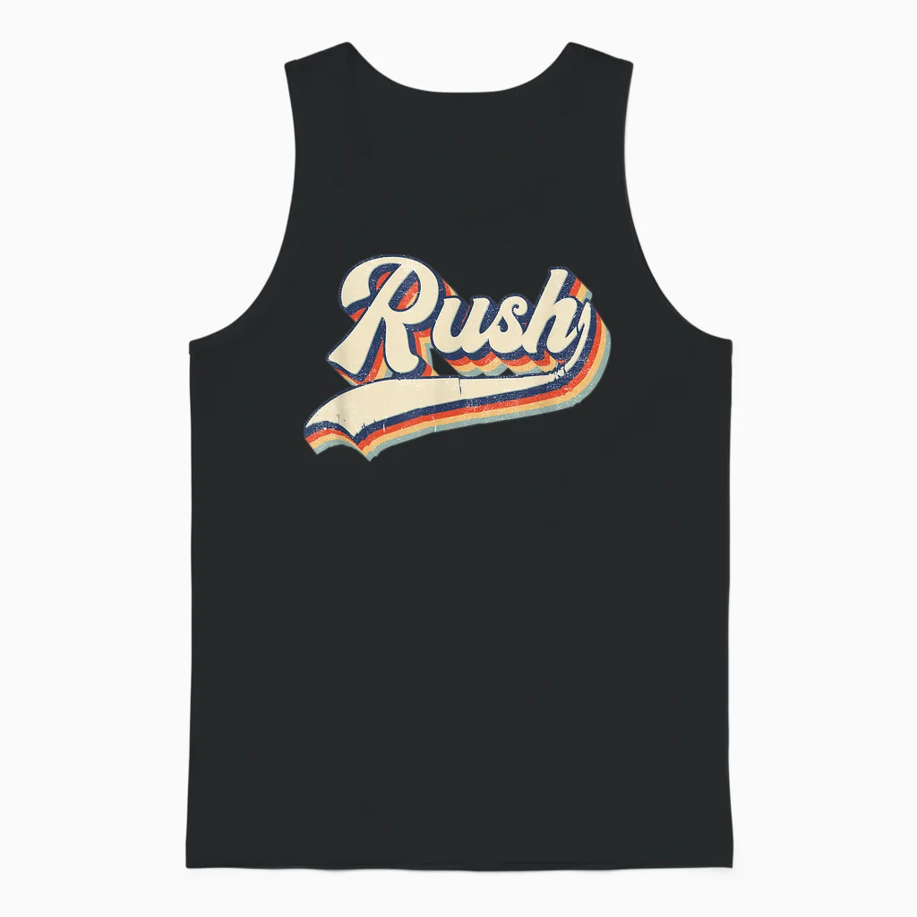 Rush Surname Vintage Retro Gift Men Women Boy Girl Unisex Tank Top in Black