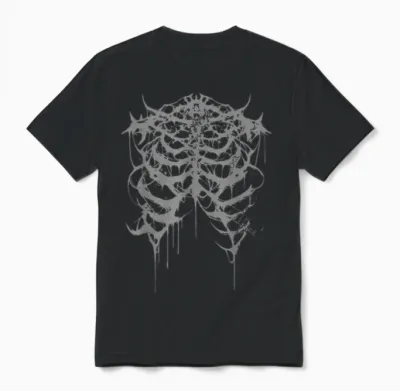 Horror Black Metal Death Metal Gothic Goth Grunge T-Shirt, Black Unisex T-Shirt - Black