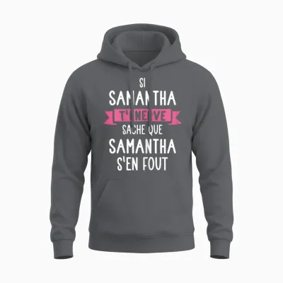 Gift Woman Humour Name Personalized Samantha T-Shirt, Black, Female X-Small Unisex Hoodie - Charcoal