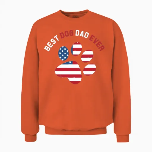 Patriotic Dog Dad Paw Design Unisex Sweatshirt in Orange