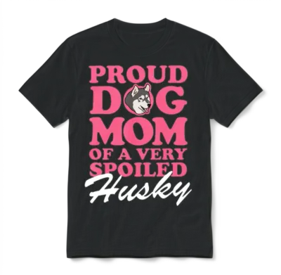 Husky Dogs Dog Mom of a Spoiled Husky Unisex T-Shirt - Black