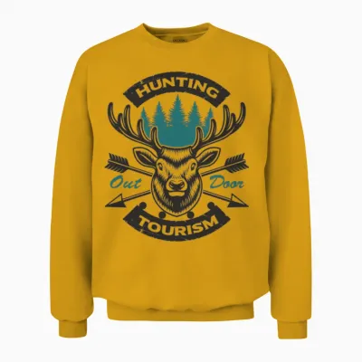 T-Shirt-Gift-Tee-'deer Hunting Out Door Tourism' Unisex Sweatshirt - Gold