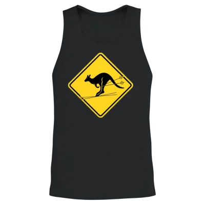 Skiing Kangaroo Warning Unisex Tank Top - Black