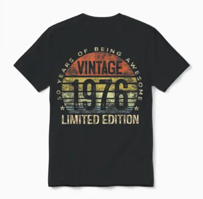 Vintage 1976 Limited Edition 50-Year-Old 50th Birthday Unisex T-Shirt - Black