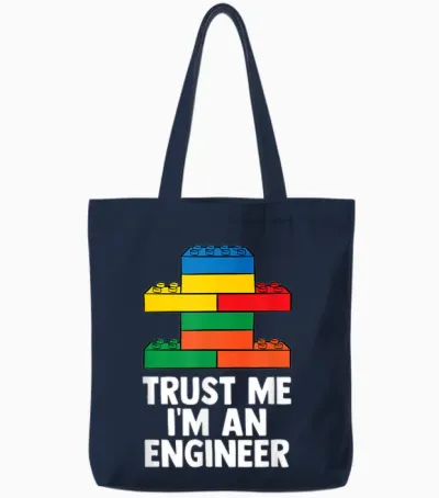 I´m an Engineer - Building Blocks Brick Toy Brick Builder Tote Bags - Navy