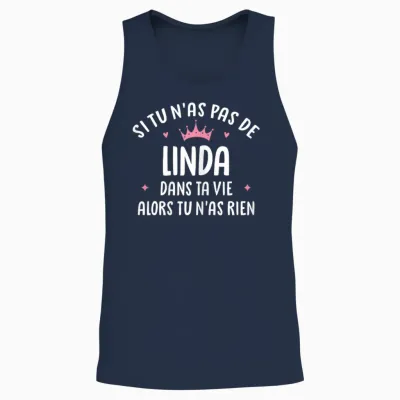 Wife Girlfriend Funny Personalized Gift Name Linda Unisex Tank Top - Navy