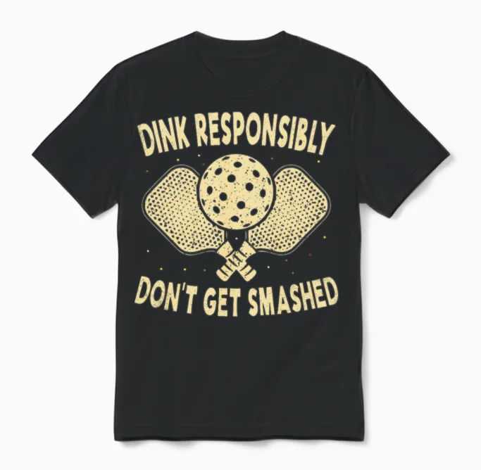 Funny Vintage Dink Responsibly Don't Get Smashed P Unisex T-Shirt in Black