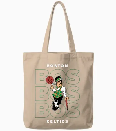 Nba - Aufgestapeltes Stadt-Logo Der Boston Celtics Tote Bags - Natural