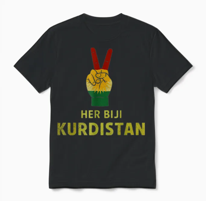 Her Biji Kurdistan Victory Sign Kurdish Unisex T-Shirt in Black
