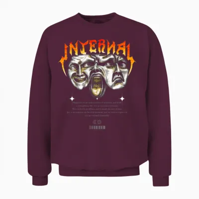 Internal Modern Streetwear Unisex Sweatshirt - Maroon