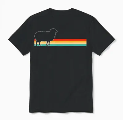 Sheep Retro Unisex T-Shirt - Black