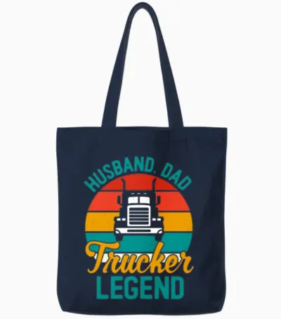 Retro Vintage Trucker Dad Tote Bags - Navy