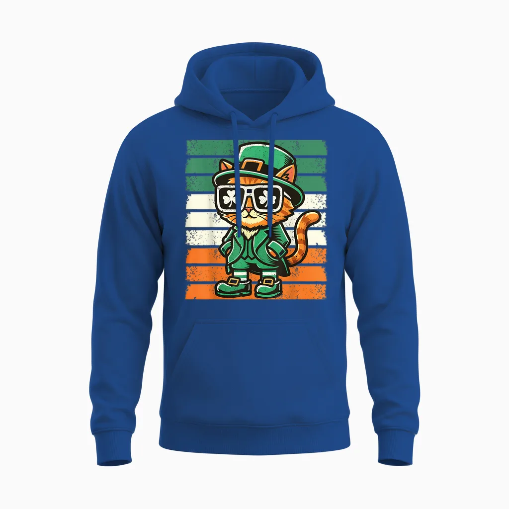 Katze Irisches Kleeblatt Männer Frauen Kinder Lustig St. Patrick's Day Unisex Hoodie in Royal