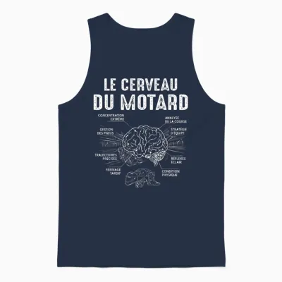 Moto Courses Le Cerveau Du Motard Motos Garçon Homme Drôle Unisex Tank Top - Navy