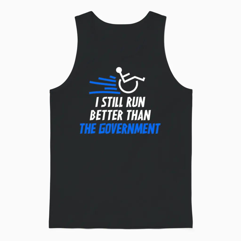 Funny Wheelchair Humor Memes & Gift Unisex Tank Top in Black