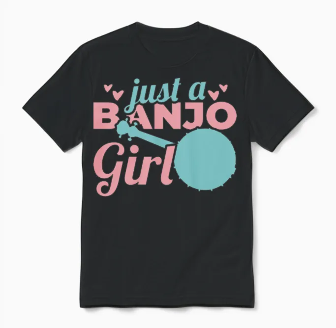 Funny Banjo Girl Unisex T-Shirt in Black
