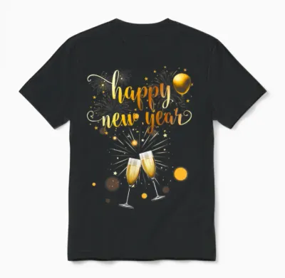 New Years Eve Party Supplies 2026 Happy New Year Fireworks Unisex T-Shirt - Black