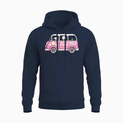 Peanuts - Snoopy Charlie Brown Road Trip Van Unisex Hoodie - Navy