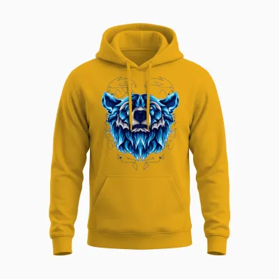Bear Head Vintage Retro Unisex Hoodie - Gold