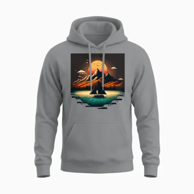 Retro Sunset Unisex Hoodie - Sport Grey