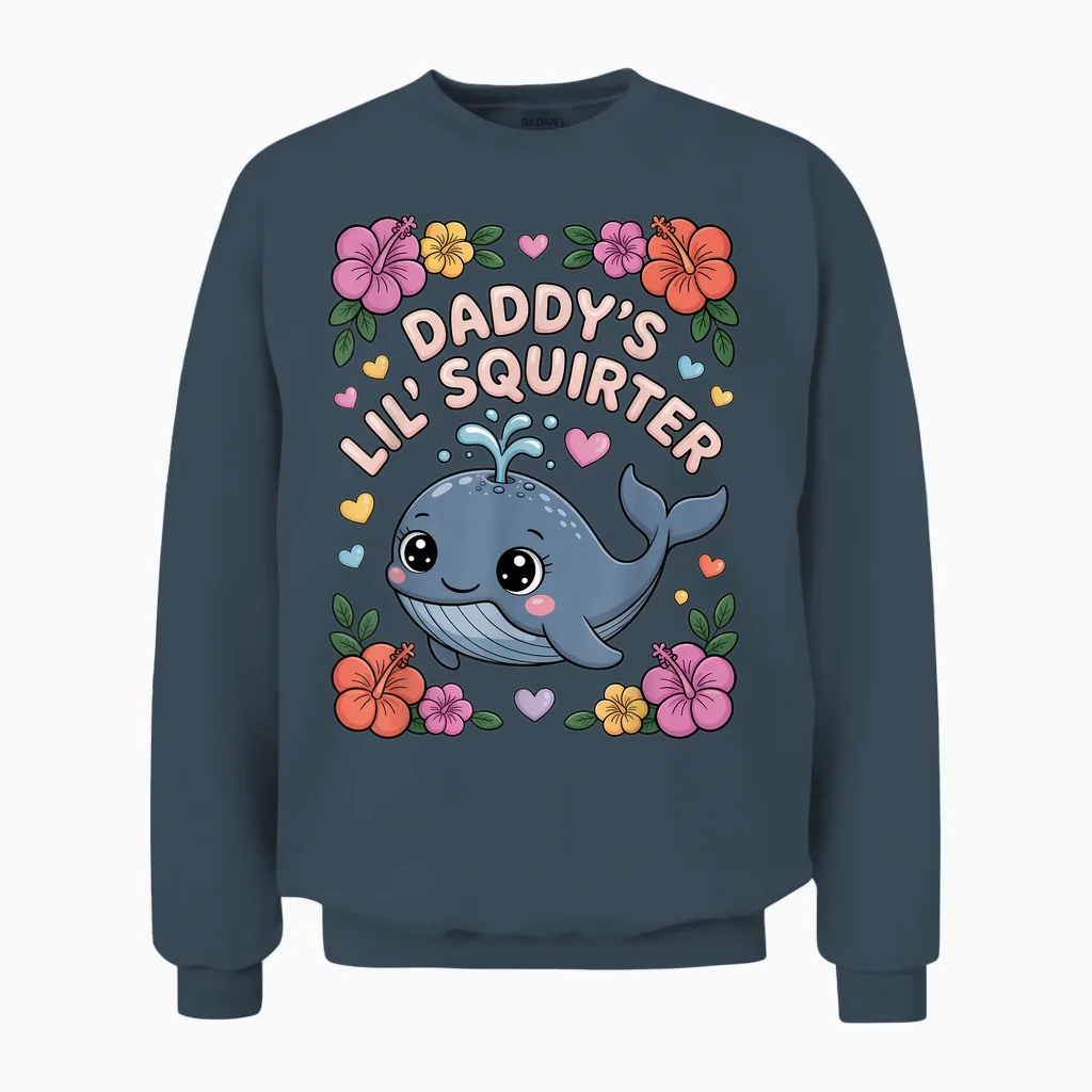 Daddys Little Squirter Funny Unappropriate Adult Humor Women Unisex Sweatshirt in Dark Heather