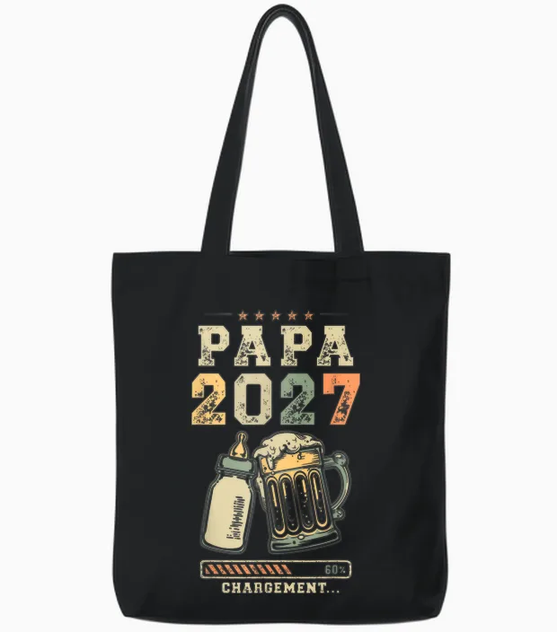 Papa 2027 Futur Pere Bebe En Route Bientôt Papa Tote Bags in Black