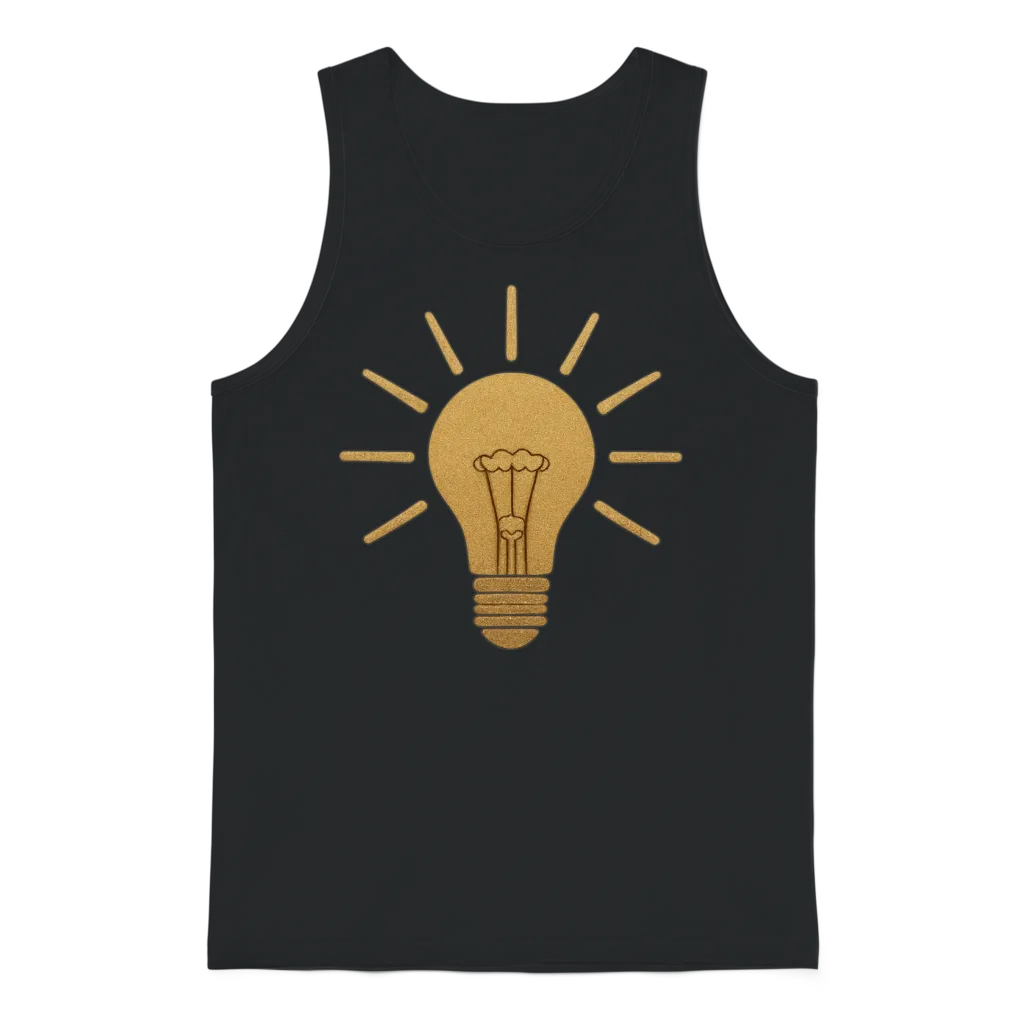 Golden Glow Lightbulb Unisex Tank Top - Black