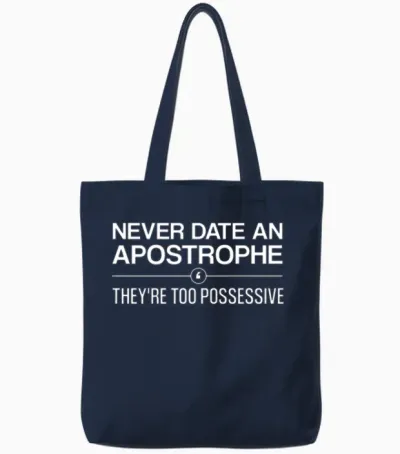 Funny English Teacher Grammar Pun Gift Shirt Never Tote Bags - Navy